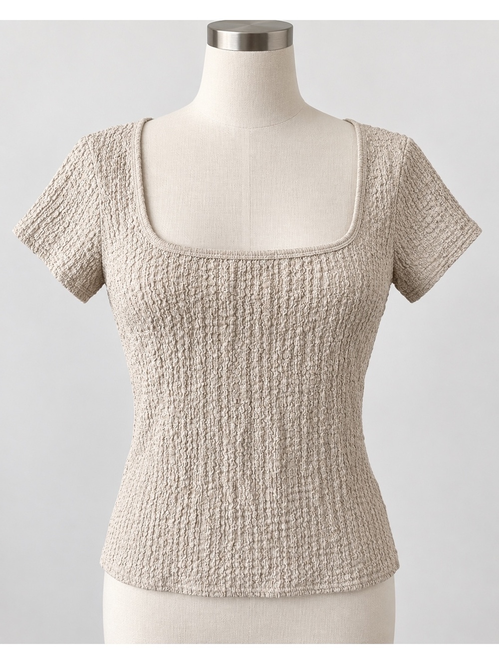 Old Navy Y2K Textured Crinkle Square Neck Top Beige Size L